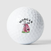 Roze initiële naammonogram golfballen (Voorkant)