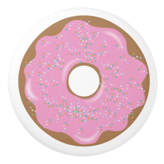 Roze inkeping Donut Doughnut Kabinet Knop Drawer P (Voorkant)