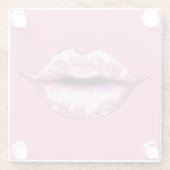 Roze inkepingen glazen onderzetter (Achterkant)