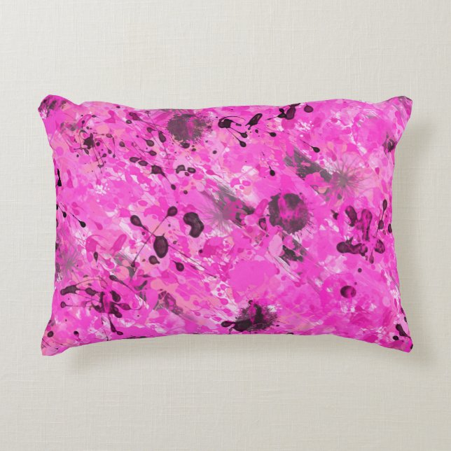 Roze inkt accent kussen (Voorkant)