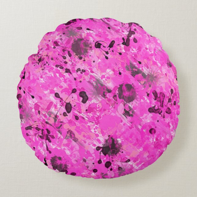 Roze inkt rond kussen (Voorkant)