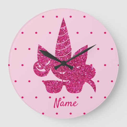 Roze inktapper met een schattige zonnebril grote klok (Voorkant)