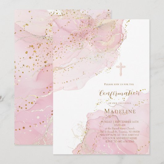 roze inktspatten Bevestiging Kaart (Voorkant / Achterkant)