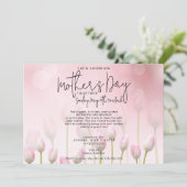 Roze inktvisch Tulps Moederdag Script Brunch Kaart (Staand voorkant)