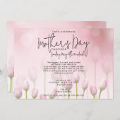 Roze inktvisch Tulps Moederdag Script Brunch Kaart (Voorkant / Achterkant)