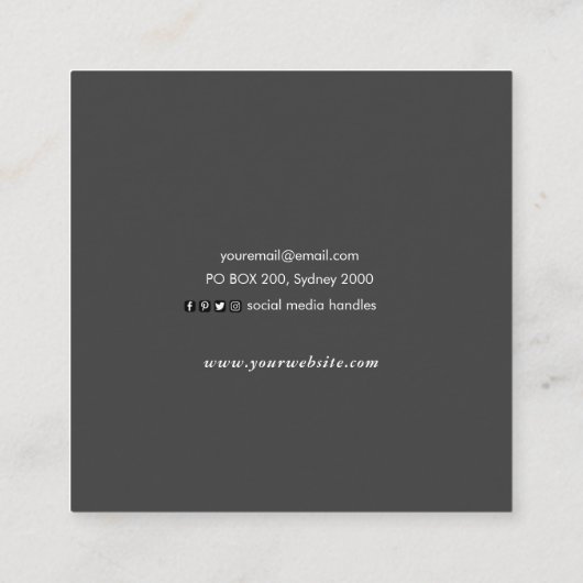 Roze Inky vierkant visitekaartje (Achterkant)