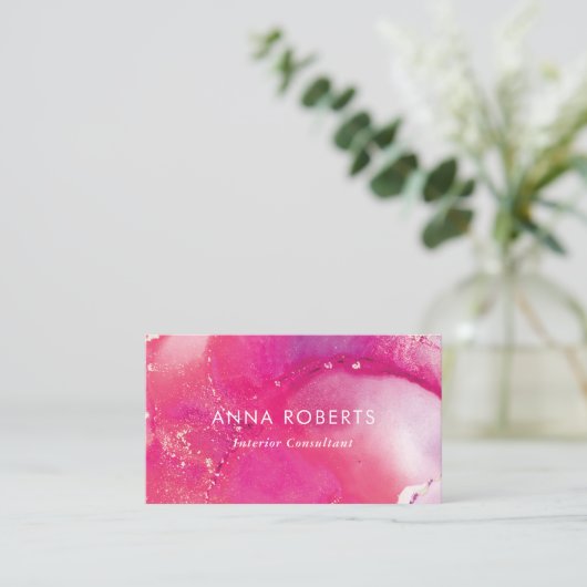 Roze Inky visitekaartje (Staand voorkant)