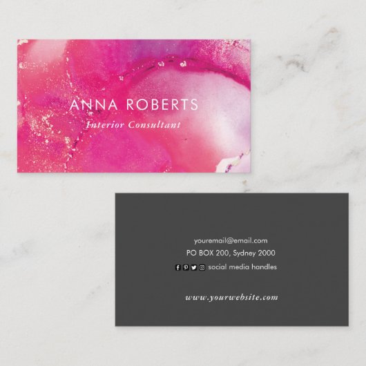 Roze Inky visitekaartje (Voorkant / Achterkant)