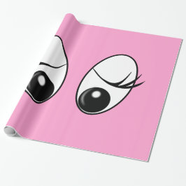 Roze Inpakpapier met Nieuwsgierige Ogen