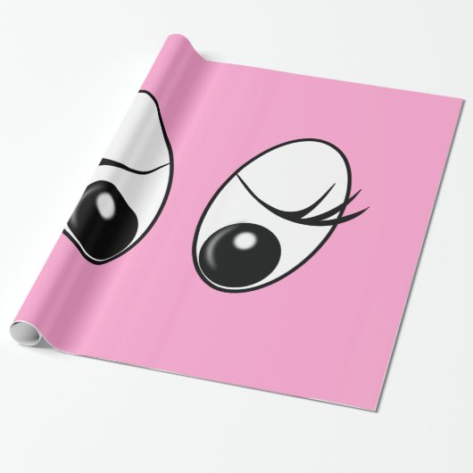 Roze Inpakpapier met Nieuwsgierige Ogen (Uitgerold)