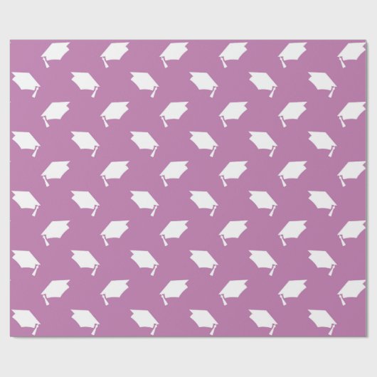 Roze Inpakpapier Met Witte Afstudeerhoeden (Vlak)