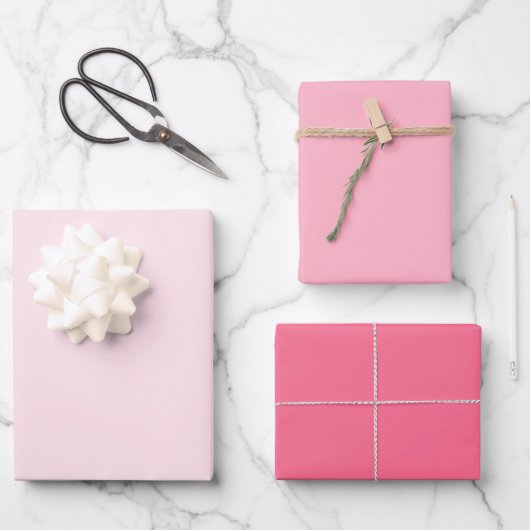 Roze Inpakpapier Set van 3 Vellen (Voorkant)