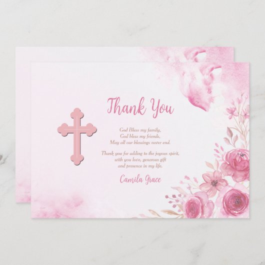 Roze Inspiratie Dank u kaart (Voorkant / Achterkant)