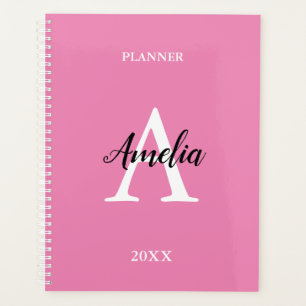 Roze Inspirerend planner voor monogram script