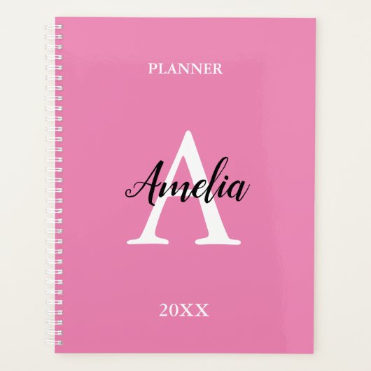 Roze Inspirerend planner voor monogram script (Voorkant)