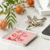 Roze Inspirerend Word Collage Sleutelhanger (Zijkant)