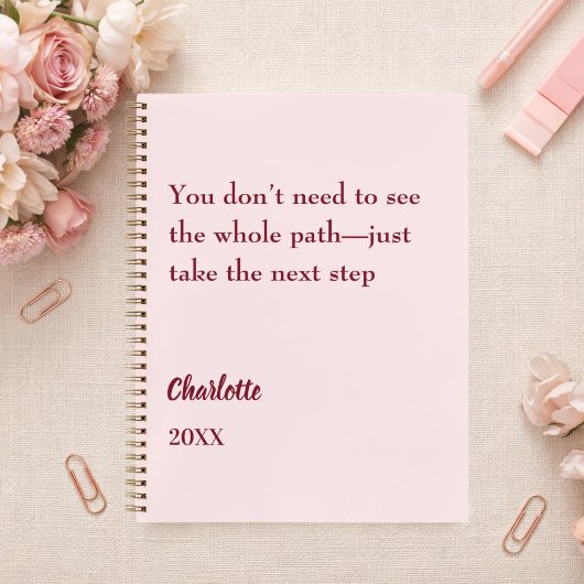 Roze inspirerende doel citaat notitieboek