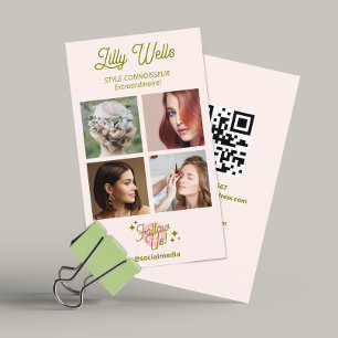 Roze Instagram 4 Foto Sociale Media, QR Code Visitekaartje