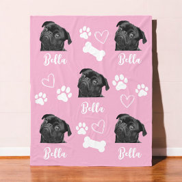 Roze Instagram Heart Paw Print Hondenliefhebber Fo Fleece Deken