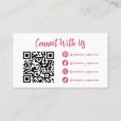 Roze Instagram Stijl Foto Raster QR Code Visitekaartje (Achterkant)