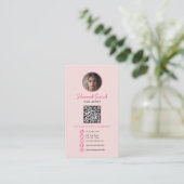 Roze Instagram Stijl QR Code Nail Artist Visitekaartje (Staand voorkant)