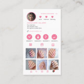Roze Instagram Stijl QR Code Nail Artist Visitekaartje (Achterkant)