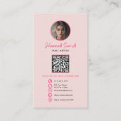 Roze Instagram Stijl QR Code Nail Artist Visitekaartje (Voorkant)