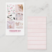 Roze installagram Foto Collage Volg me Visitekaartje (Voorkant / Achterkant)