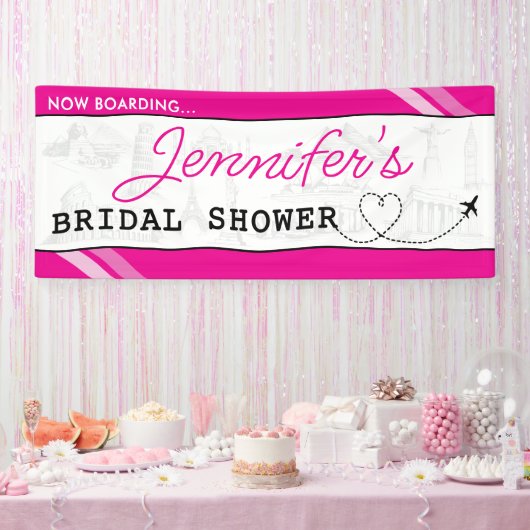 Roze instapkaart Bruiloftsshower Spandoek (Feest)
