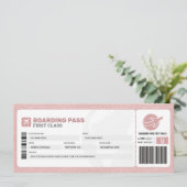 Roze instapkaart Reisreis Vliegtuig Cadeauticket Kaart (Staand voorkant)