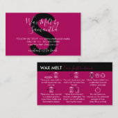 Roze instructies voor Dark Wax Melt Visitekaartje (Voorkant / Achterkant)