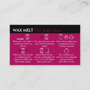 Roze instructies voor Dark Wax Melt Visitekaartje