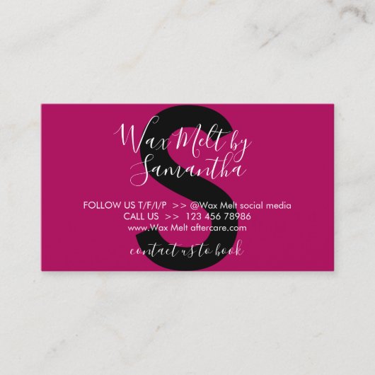 Roze instructies voor Dark Wax Melt Visitekaartje (Voorkant)