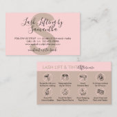 Roze instructies voor de verlichting van de as en visitekaartje (Voorkant / Achterkant)