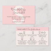 Roze instructies voor wasdrogen visitekaartje (Voorkant / Achterkant)