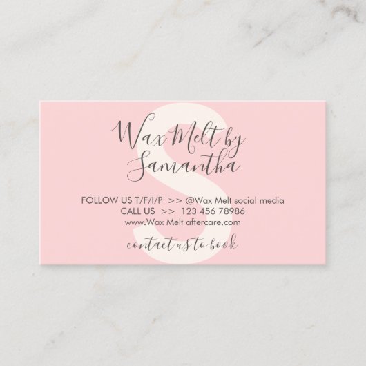 Roze instructies voor wasdrogen visitekaartje (Voorkant)