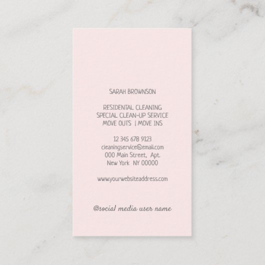 Roze Interieur ontwerp lichte lamp Visitekaartje (Achterkant)