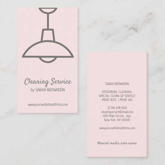 Roze Interieur ontwerp lichte lamp Visitekaartje (Voorkant / Achterkant)