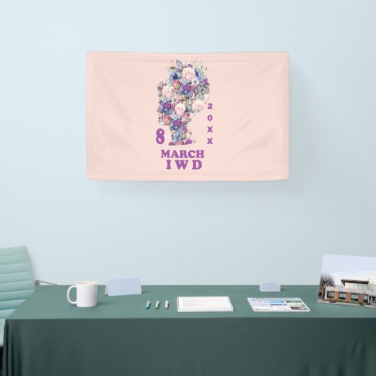 Roze internationale vrouwendag 2025 spandoek (Beurs)