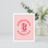 Roze Internationale Vrouwendag 8 maart Briefkaart (Staand voorkant)