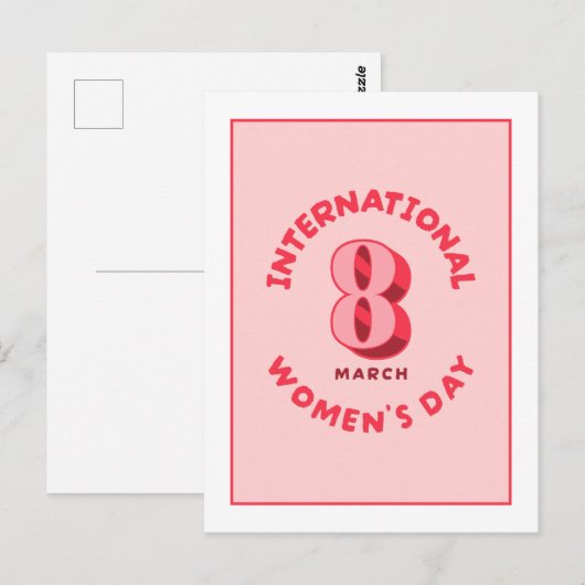 Roze Internationale Vrouwendag 8 maart Briefkaart (Voorkant / Achterkant)