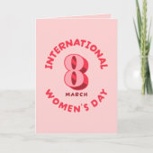 Roze Internationale Vrouwendag 8 maart Kaart (Voorkant)