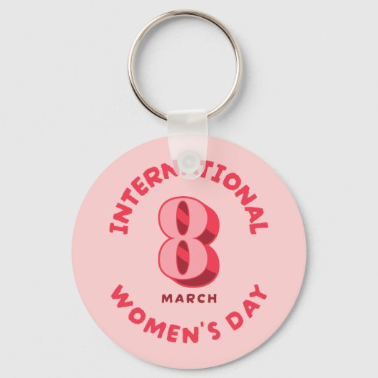 Roze Internationale Vrouwendag 8 maart Sleutelhanger (Voorkant)