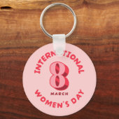 Roze Internationale Vrouwendag 8 maart Sleutelhanger (Achterkant)