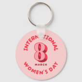 Roze Internationale Vrouwendag 8 maart Sleutelhanger (Achterkant)