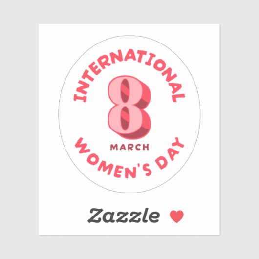 Roze Internationale Vrouwendag 8 maart Sticker (Vel)