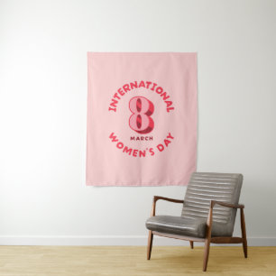 Roze Internationale Vrouwendag 8 maart Wandkleed