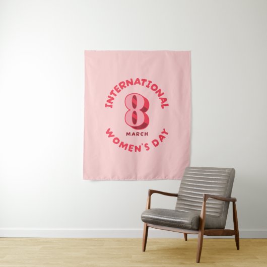 Roze Internationale Vrouwendag 8 maart Wandkleed (In situ)