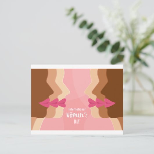 roze internationale vrouwendag briefkaart (Staand voorkant)