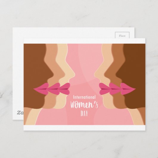 roze internationale vrouwendag briefkaart (Voorkant / Achterkant)